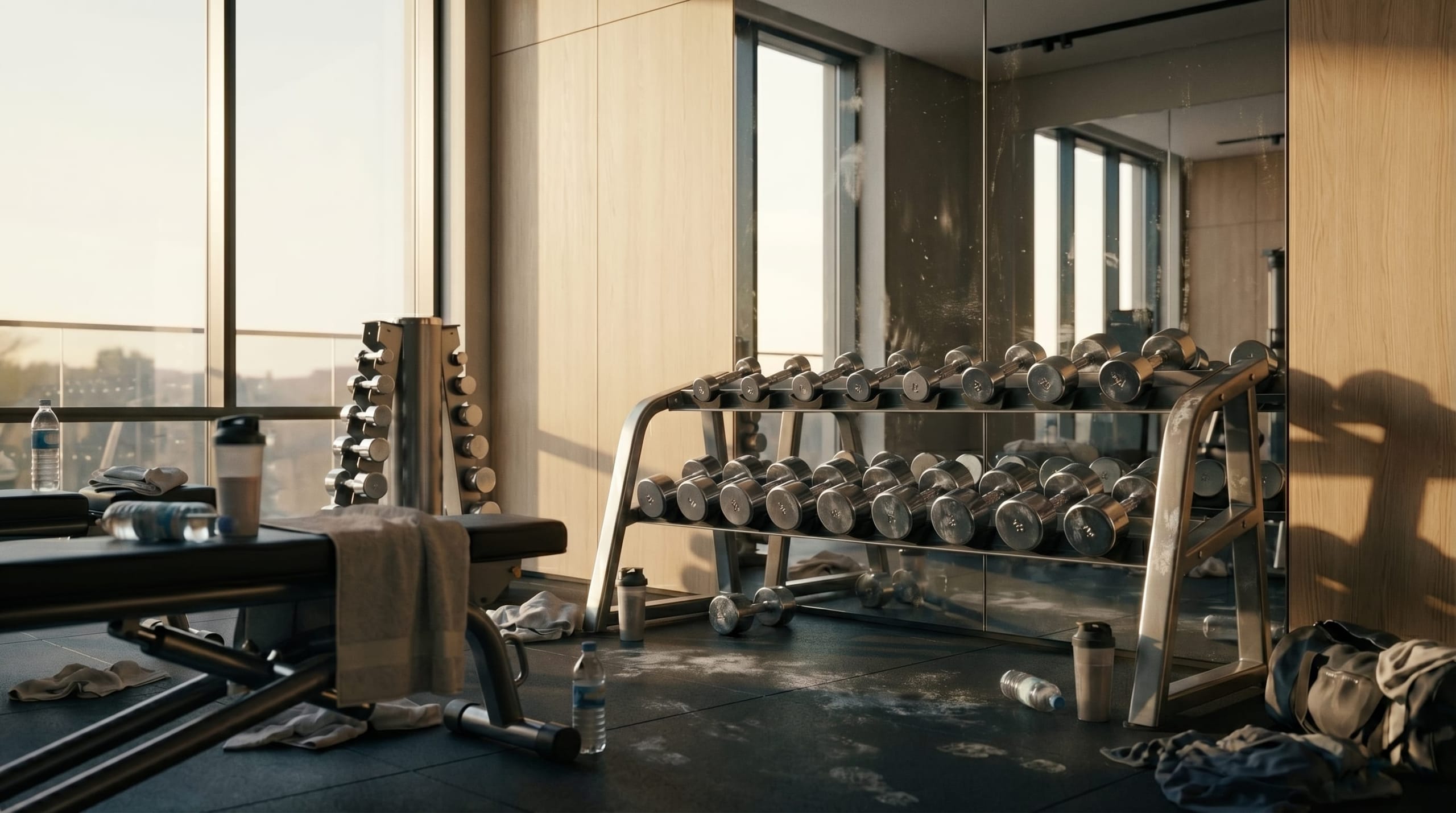 Sportschool door AQWA gereset, toestellen en vloer schoon — voor AQWA