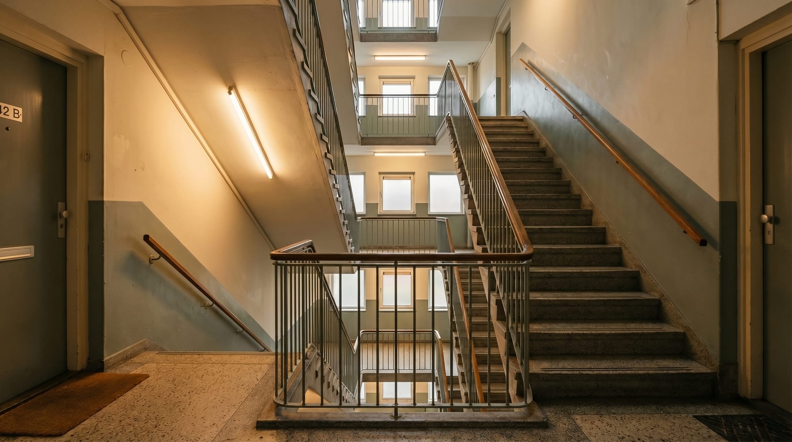 Trappenhuis van een appartementencomplex door AQWA schoongemaakt — na AQWA